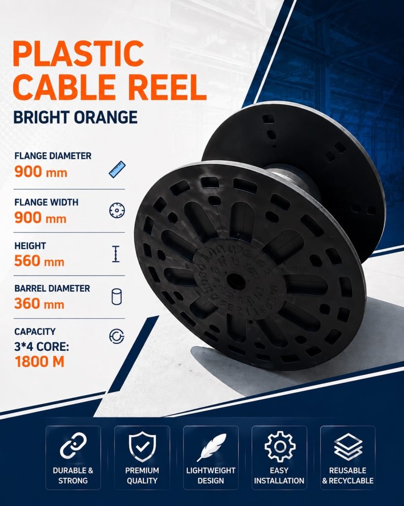 Plastic Cable Reel 900 mm – Bright Orange